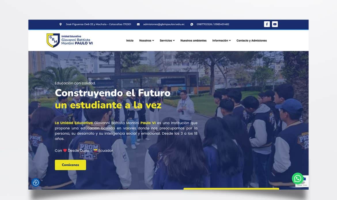 Página web de Unidad Educativa Paulo VI diseñada por BIM Soluciones