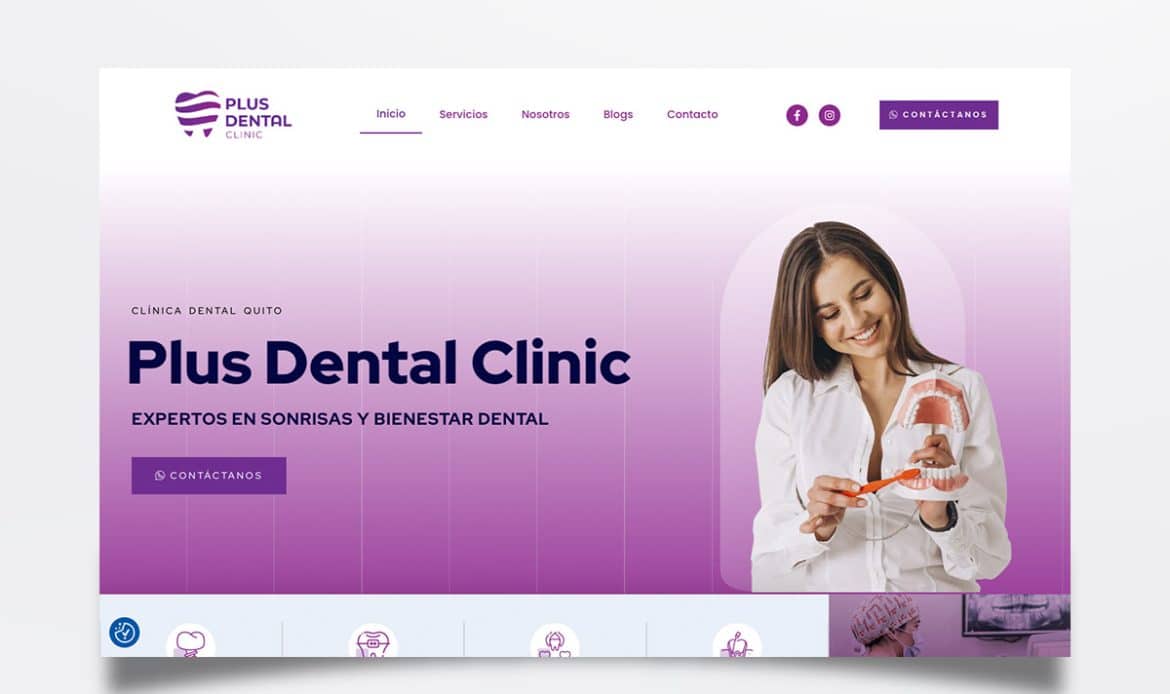 Página web de Plus Dental Clinic diseñada por BIM Soluciones