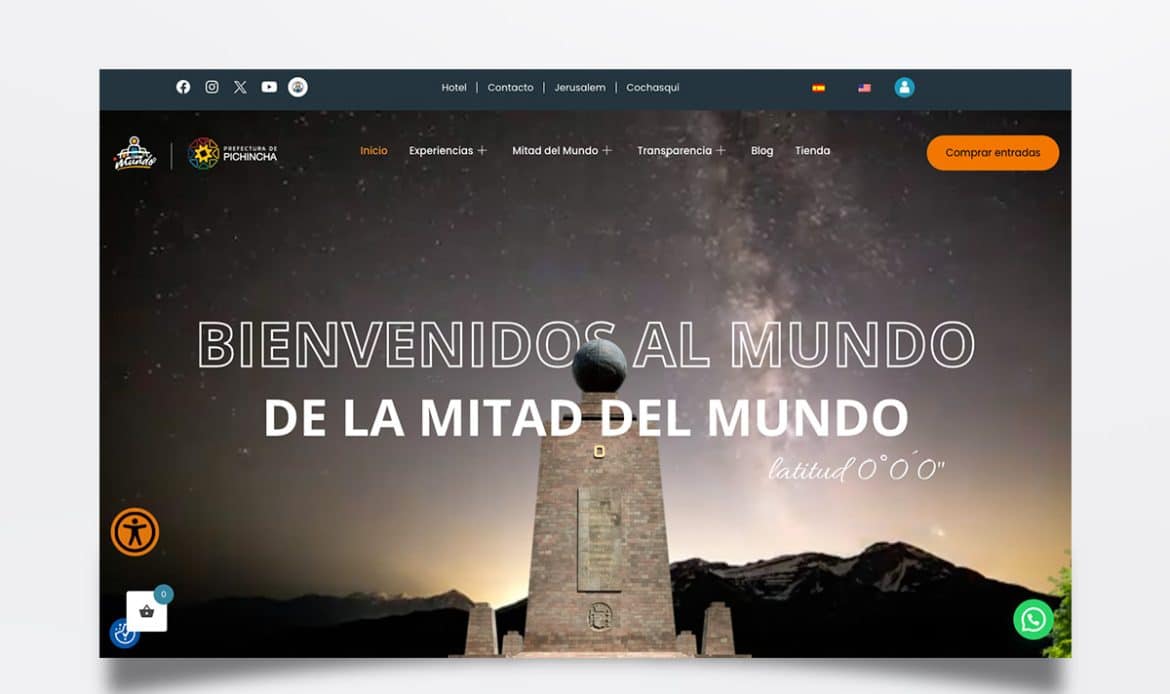 Página web de Ciudad Mitad del Mundo diseñada por BIM Soluciones