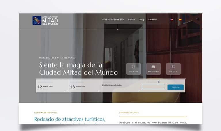 Página web de Hotel Mitad del Mundo diseñada por BIM Soluciones
