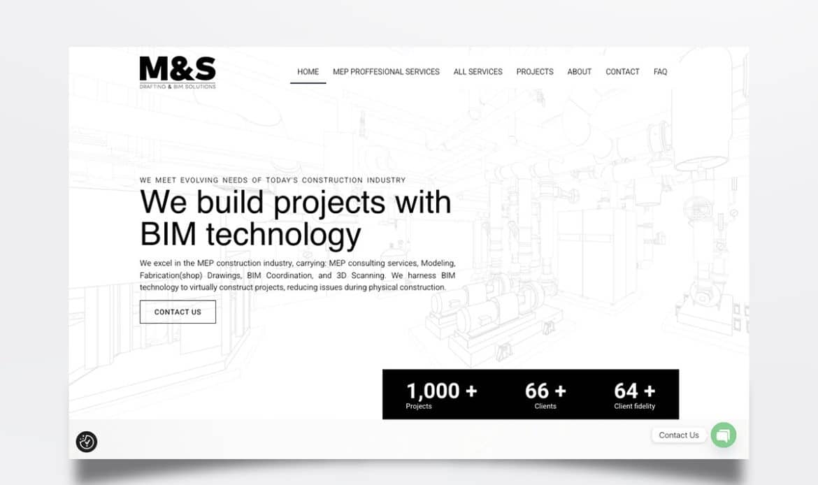 Página web de M&S Mechanical diseñada por BIM Soluciones