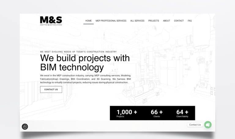 Página web de M&S Mechanical diseñada por BIM Soluciones