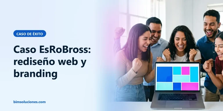 Equipo de una pequeña empresa celebra ante una laptop con su web recién rediseñada, imagen ilustrativa del caso
