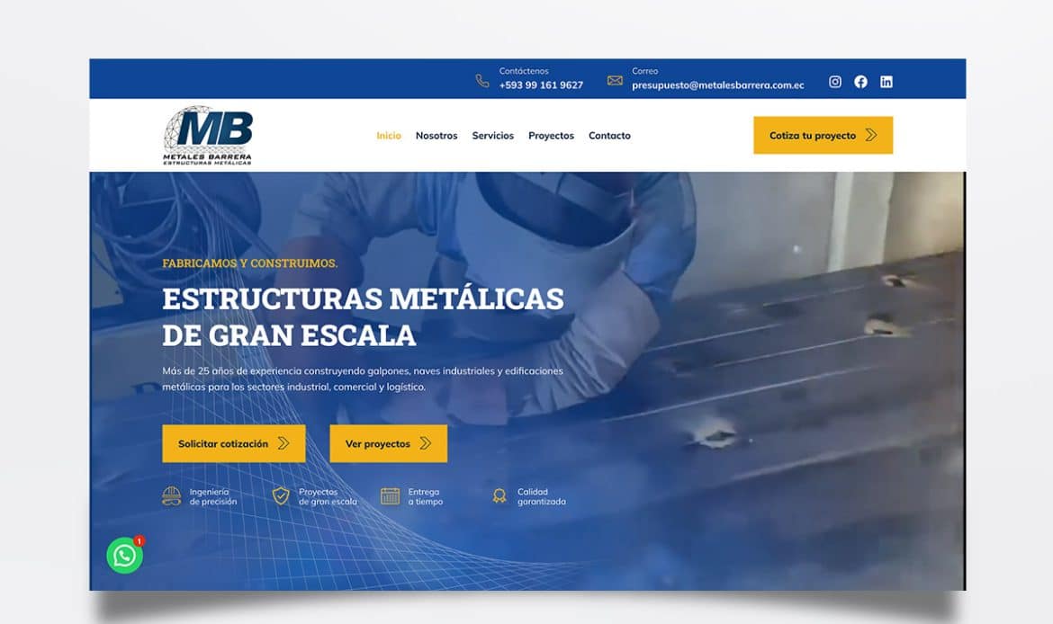 Página web de Metales Barrera diseñada por BIM Soluciones