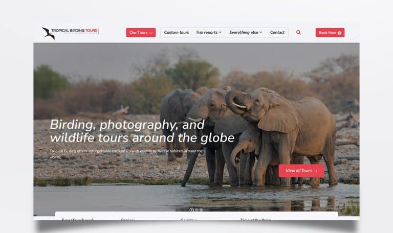 Página web de Tropical Birding diseñada por BIM Soluciones