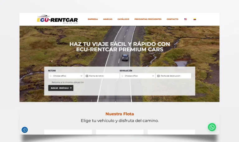 Página web de Ecua Rent Cars diseñada por BIM Soluciones