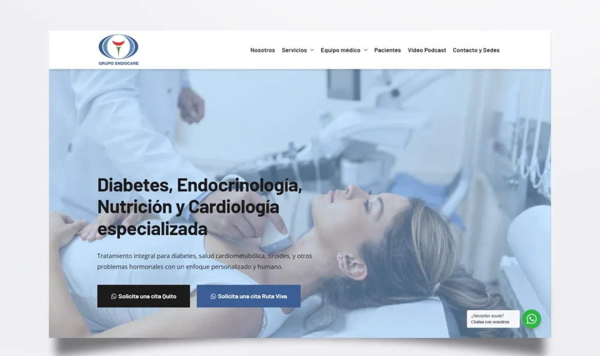 Página web de Endocare diseñada por BIM Soluciones