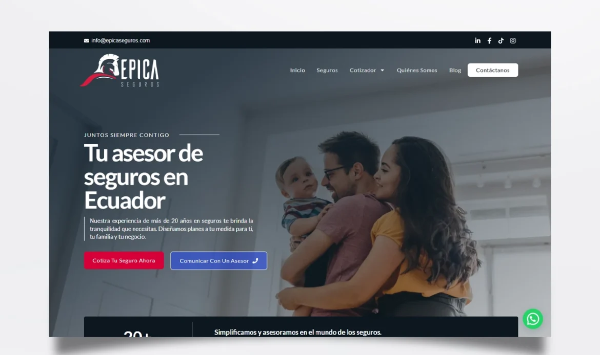 Página web de Épica Seguros diseñada por BIM Soluciones