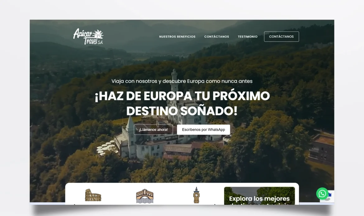 Página web de Azúcar Travel (Europa) diseñada por BIM Soluciones