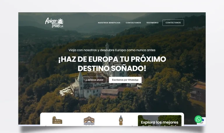 Página web de Azúcar Travel (Europa) diseñada por BIM Soluciones