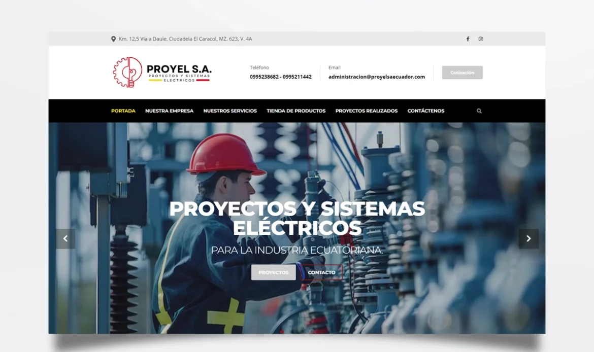 Página web de Proyelsa Ecuador diseñada por BIM Soluciones