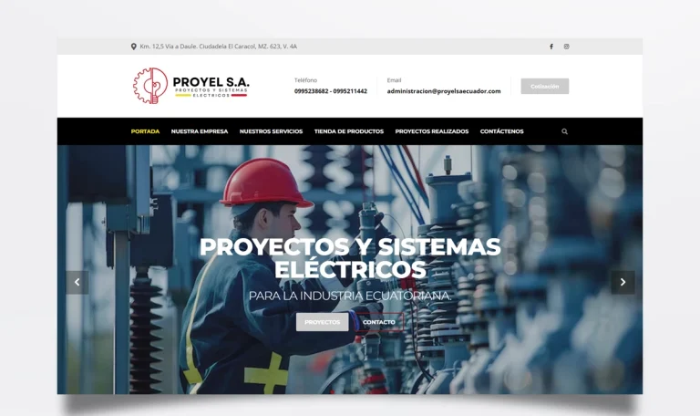 Página web de Proyelsa Ecuador diseñada por BIM Soluciones