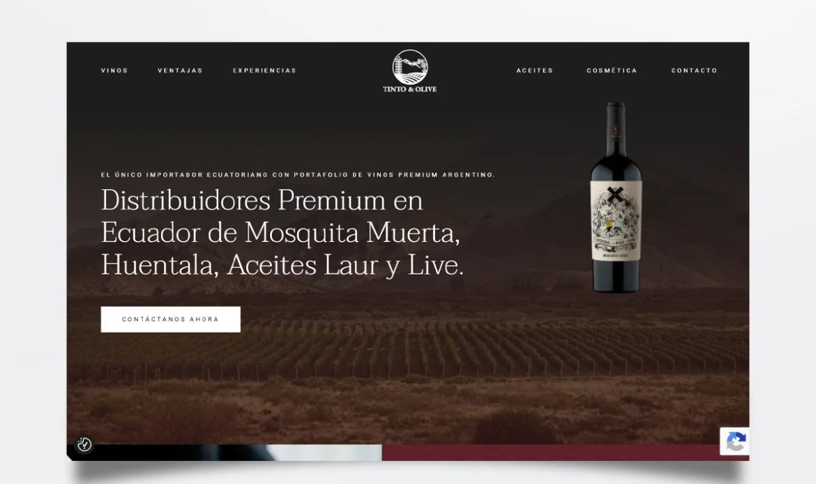 Página web de Tinto & Olive diseñada por BIM Soluciones