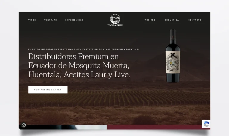 Página web de Tinto & Olive diseñada por BIM Soluciones