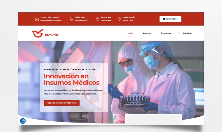 Página web de Baihe Medical LATAM diseñada por BIM Soluciones
