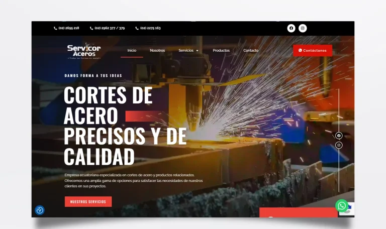 Página web de Servicor Aceros diseñada por BIM Soluciones