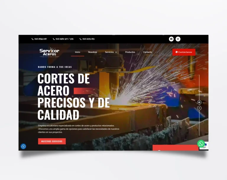 Página web de Servicor Aceros diseñada por BIM Soluciones