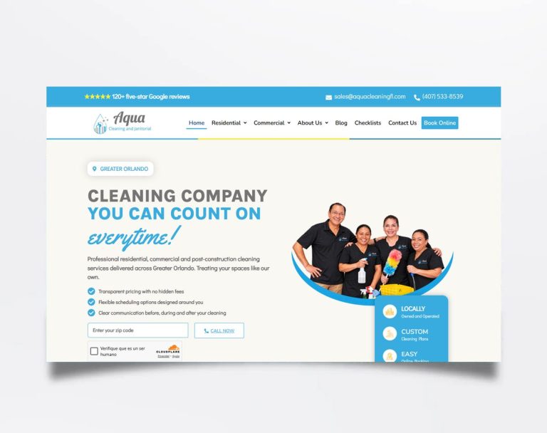 Página web de Aqua Cleaning and Janitorial diseñada por BIM Soluciones