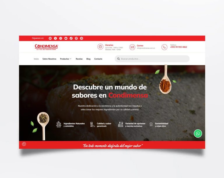 Página web de Condimensa diseñada por BIM Soluciones