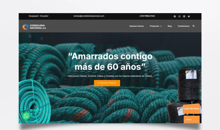Página web de Cordelería Nacional diseñada por BIM Soluciones