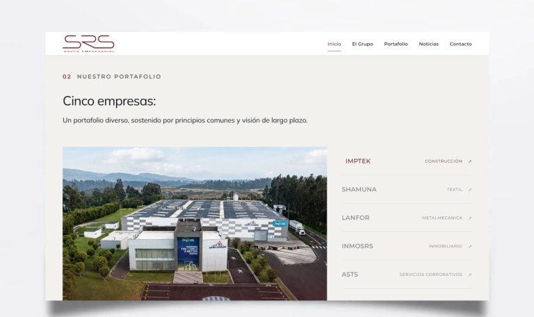 Página web de Grupo SRS diseñada por BIM Soluciones
