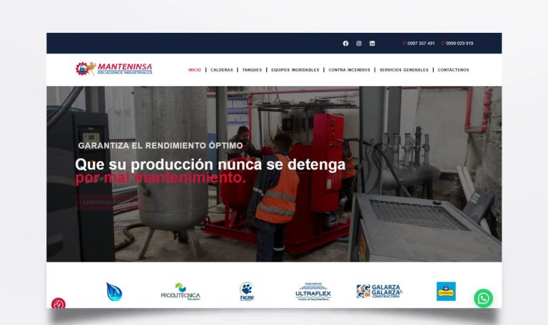Página web de Manteninsa diseñada por BIM Soluciones