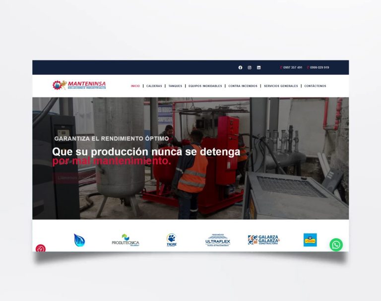 Página web de Manteninsa diseñada por BIM Soluciones