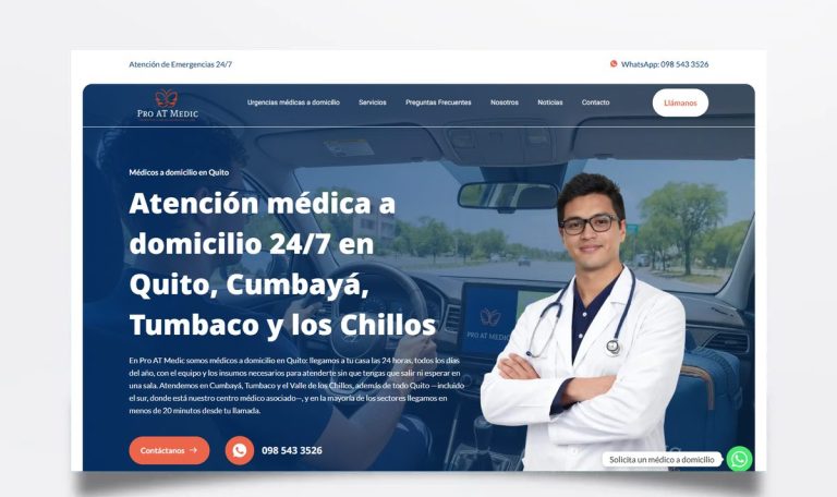 Página web de Pro AT Medic diseñada por BIM Soluciones