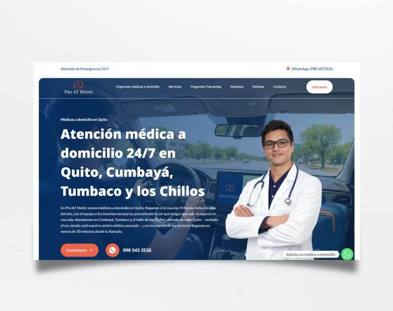 Página web de Pro AT Medic diseñada por BIM Soluciones