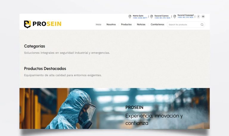 Página web de Prosein diseñada por BIM Soluciones