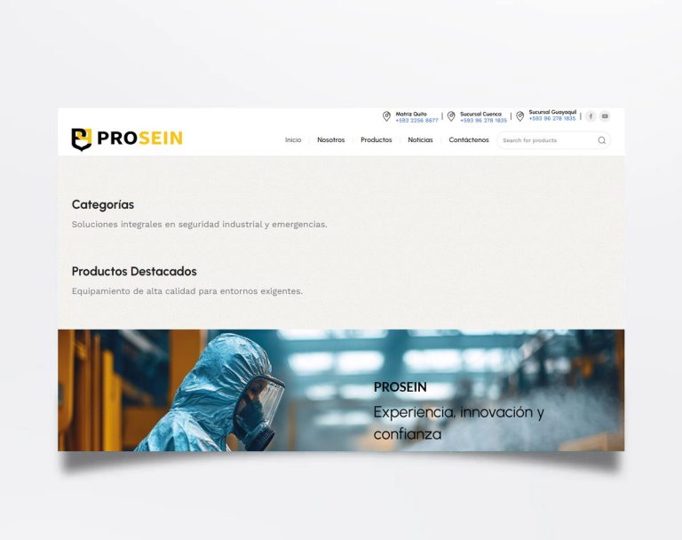 Página web de Prosein diseñada por BIM Soluciones