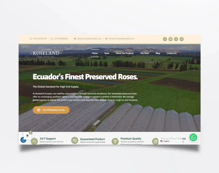 Página web de Roseland Ecuador diseñada por BIM Soluciones