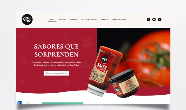 Página web de Salsas Mía diseñada por BIM Soluciones