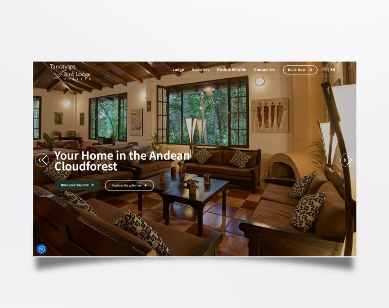 Página web de Tandayapa Bird Lodge diseñada por BIM Soluciones