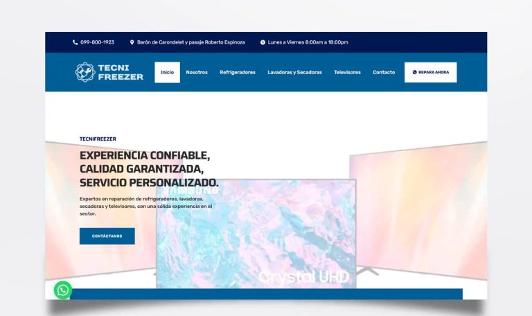 Página web de Tecnifreezer diseñada por BIM Soluciones
