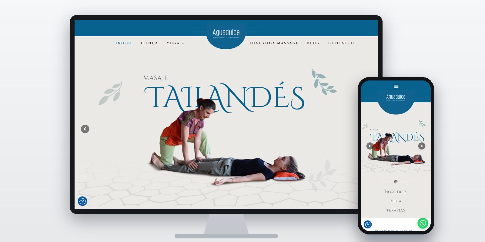 Página web de Agua Dulce diseñada por BIM Soluciones, vista en ordenador y móvil