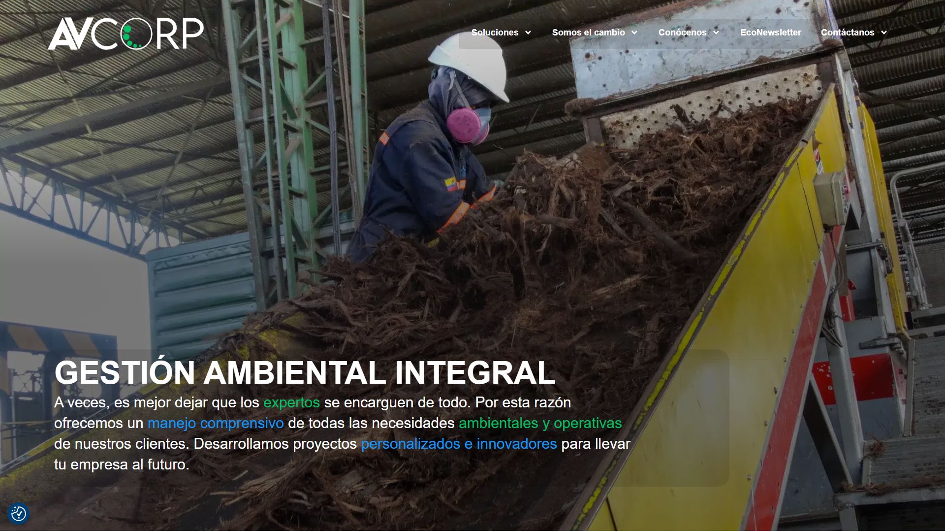 Página de gestión ambiental integral de la web de AV Corp