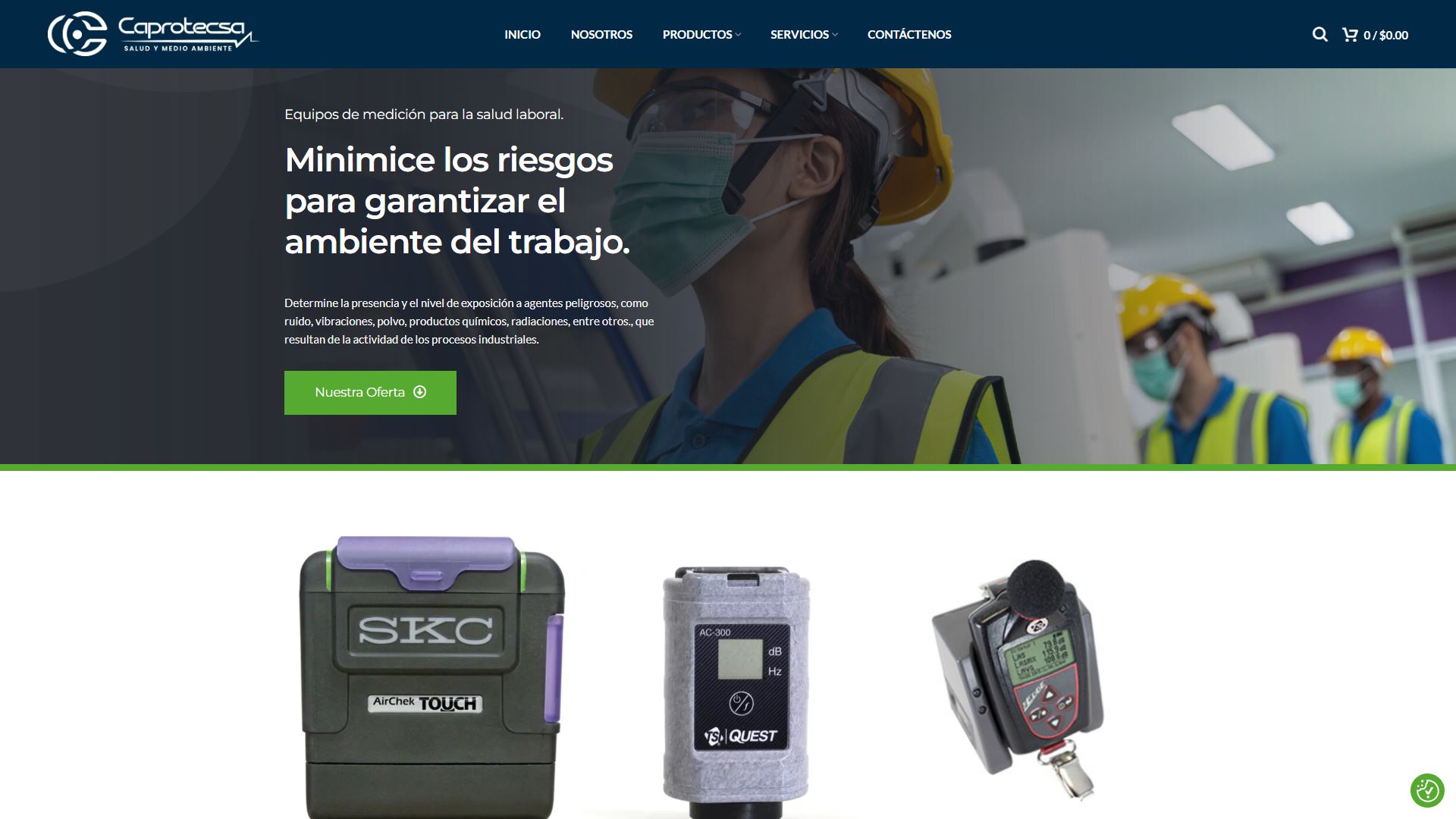 Página de higiene industrial de la web de Caprotecsa