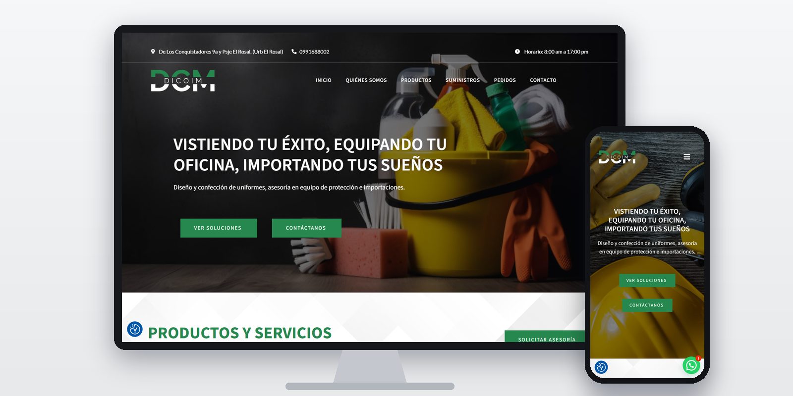 Página web de Dicoim diseñada por BIM Soluciones, vista en ordenador y móvil