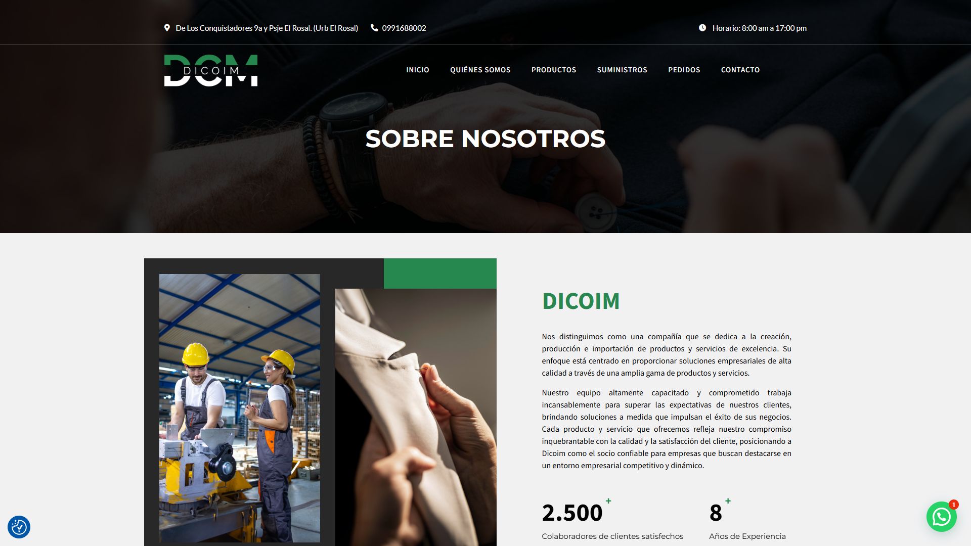 Página «Quiénes somos» de la web de Dicoim