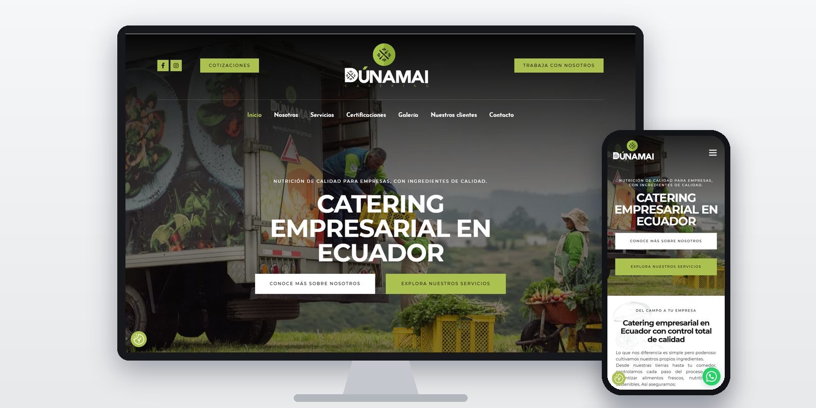 Página web de Dunamai diseñada por BIM Soluciones, vista en ordenador y móvil