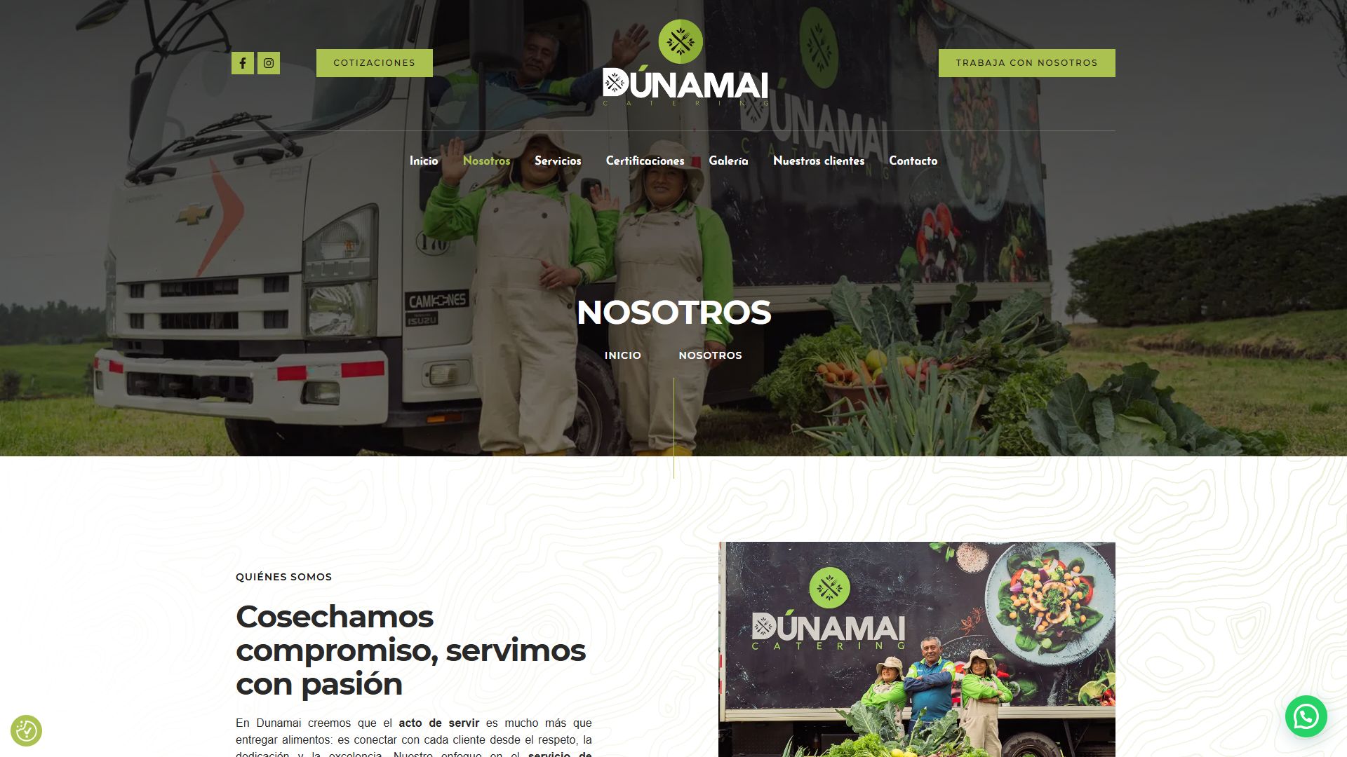 Página «Nosotros» de la web de Dunamai