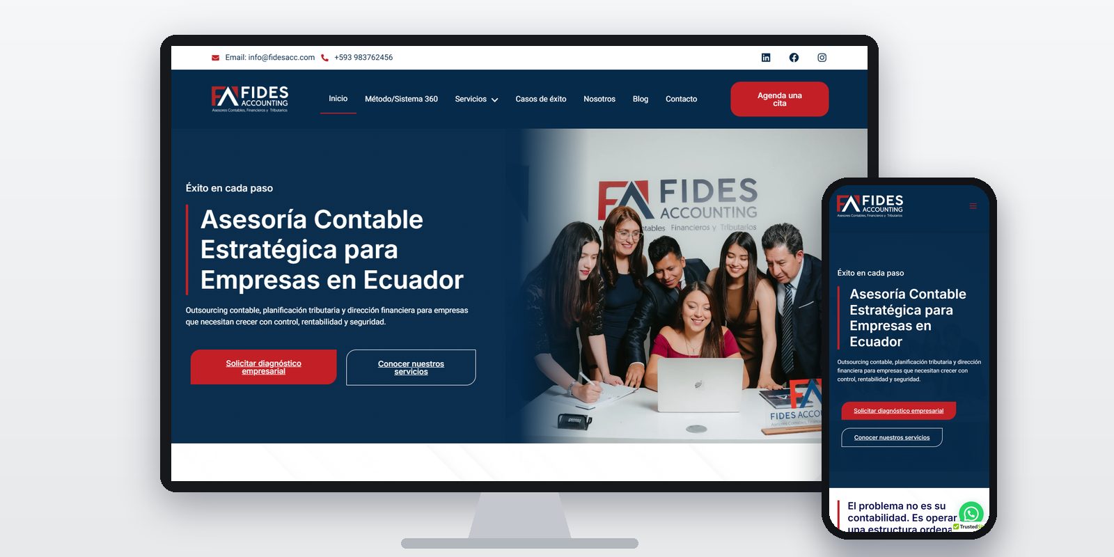 Página web de Fides Accounting diseñada por BIM Soluciones, vista en ordenador y móvil