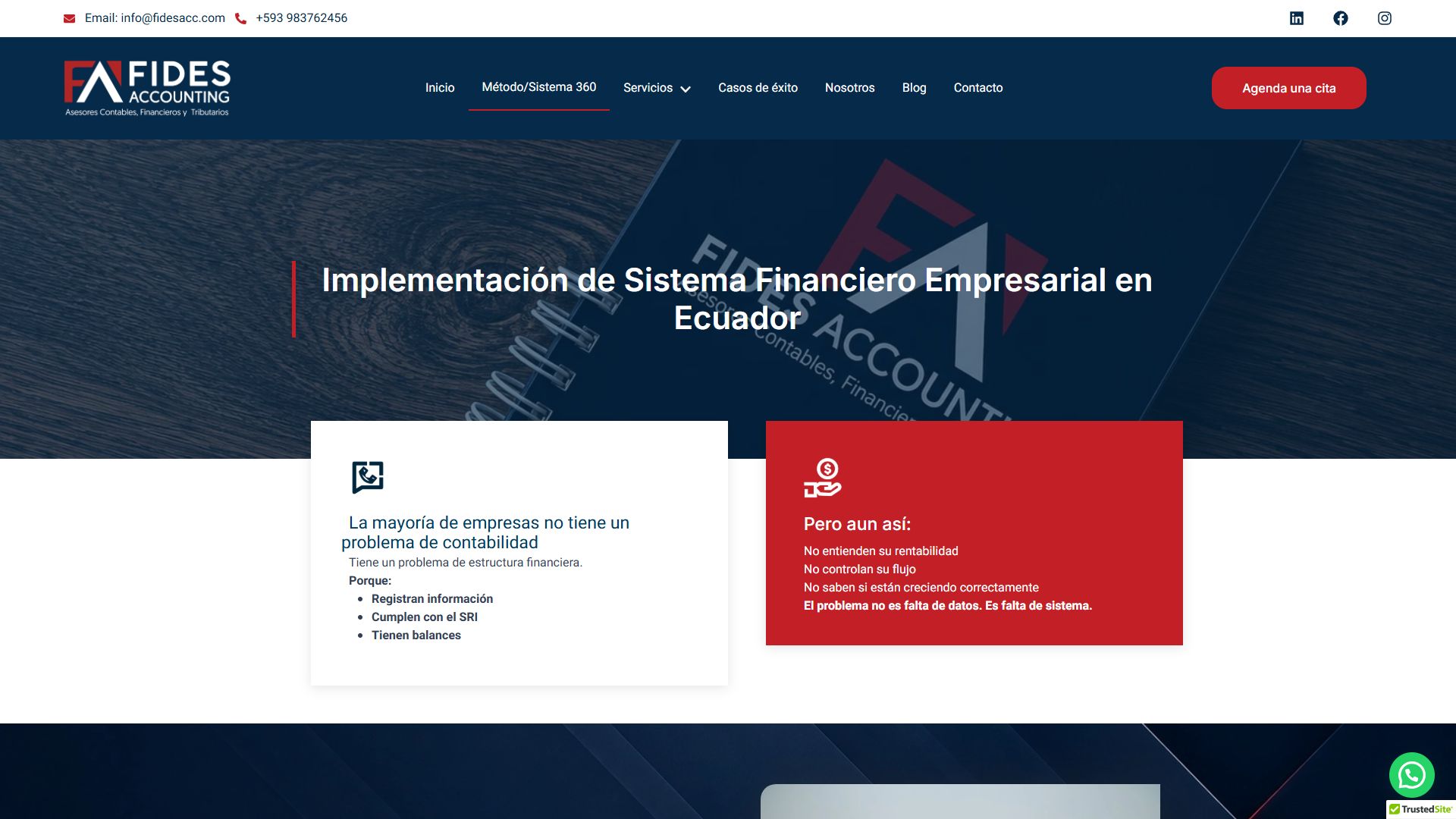 Página del Sistema 360 de la web de Fides Accounting