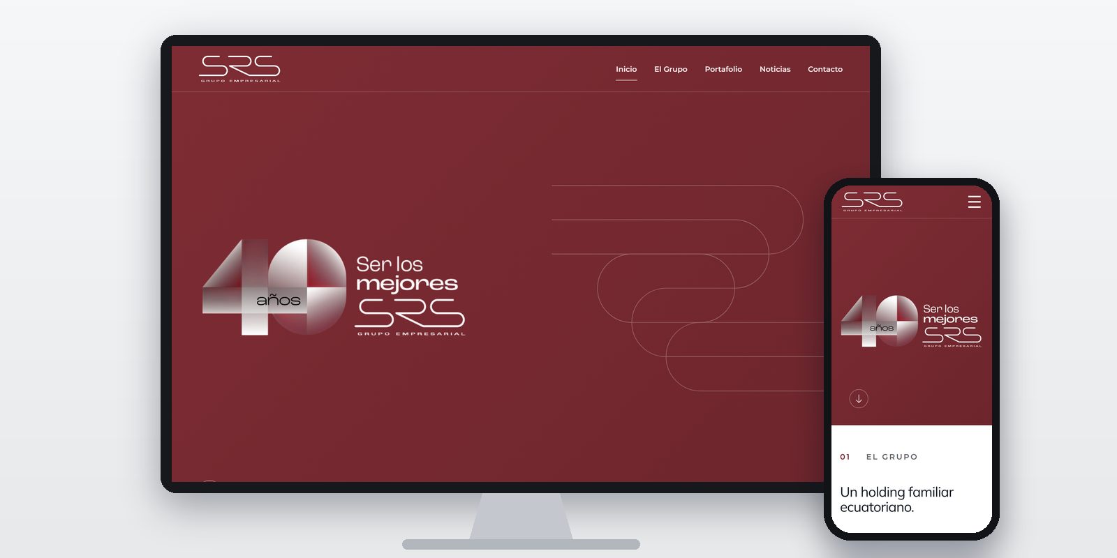 Página web de Grupo SRS diseñada por BIM Soluciones, vista en ordenador y móvil