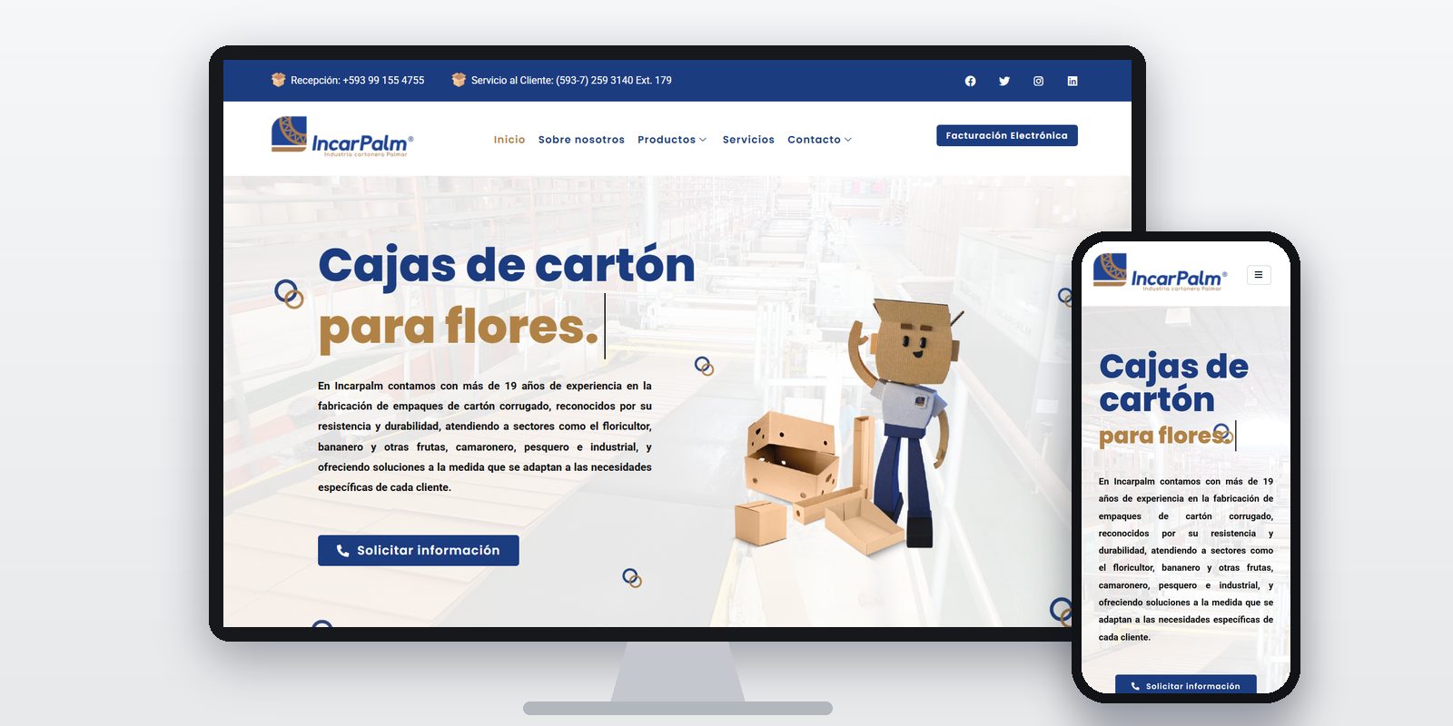 Página web de Incarpalm diseñada por BIM Soluciones, vista en ordenador y móvil