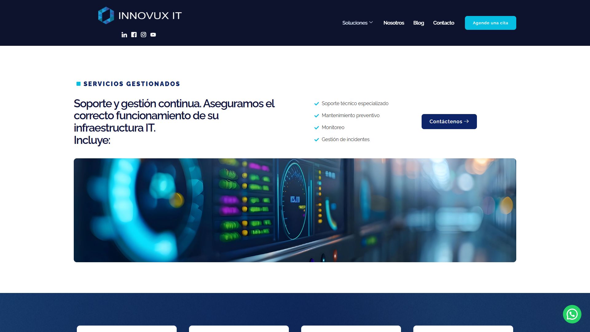 Página de servicios gestionados de la web de Innovux IT