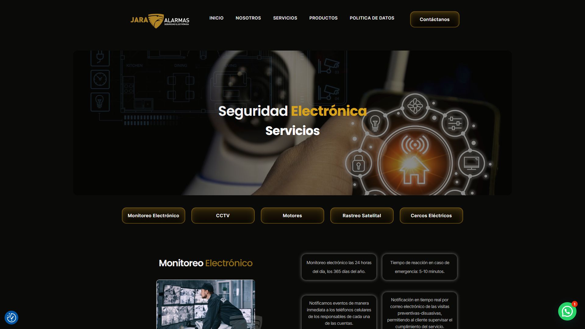Página de seguridad electrónica de la web de Jara Alarmas