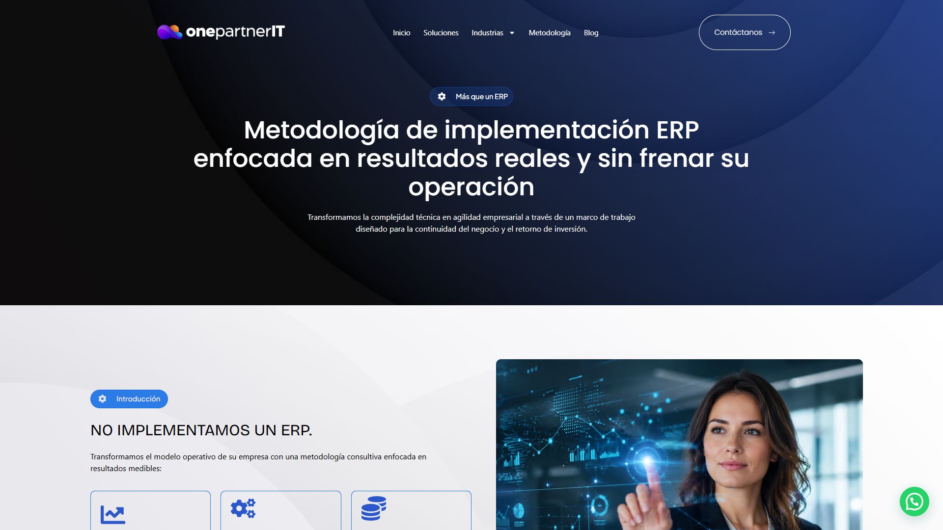 Página de metodología de la web de One Partner IT
