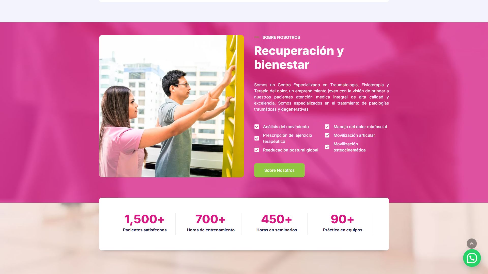 Sección sobre la clínica de la web de Trauma Therapy
